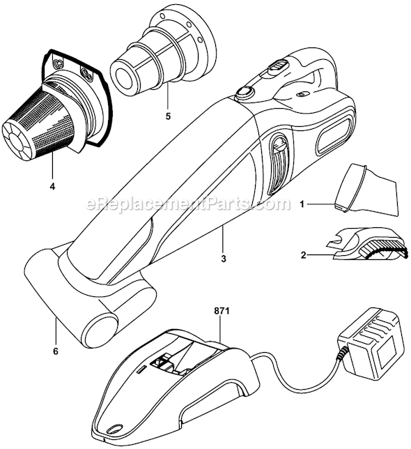 Page A Diagram and Parts List for CHV1408P  Black and Decker Hand Vacuum